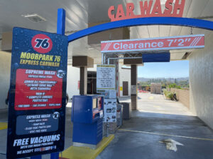 Coffee and beverage station inside Moorpark Express food mart